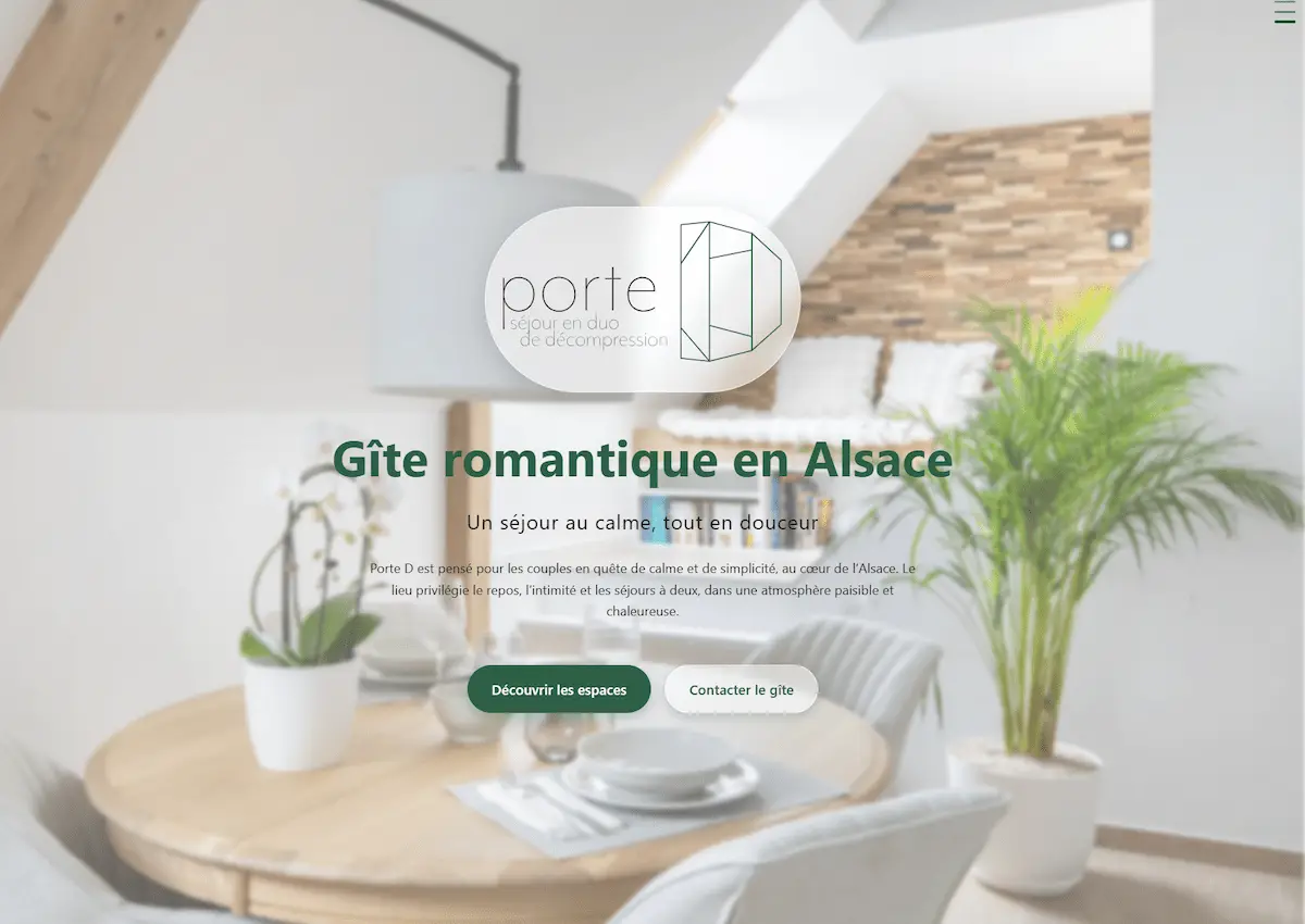 Page d'accueil du site Gîte Porte D