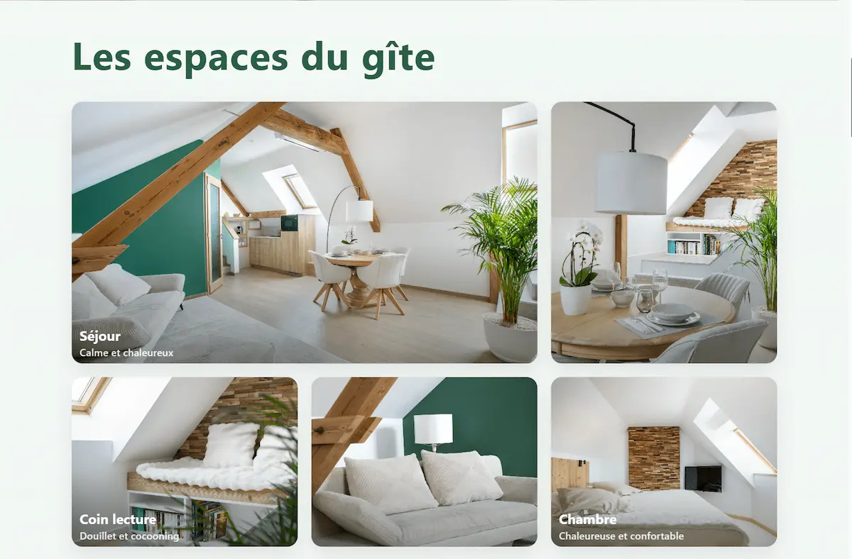 Section présentation du gîte sur le site Gîte Porte D