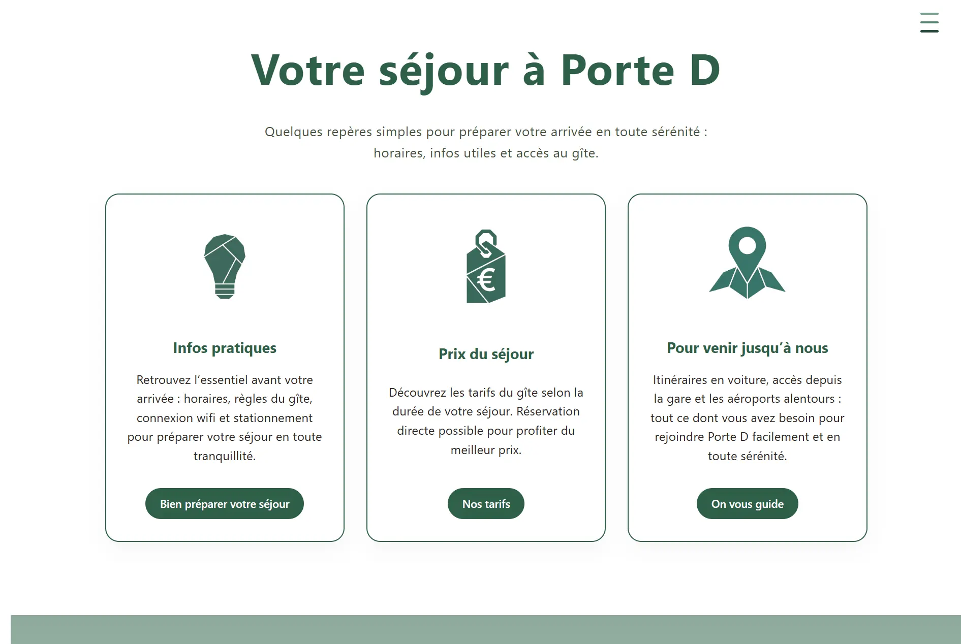 Section séjour du site Gîte Porte D