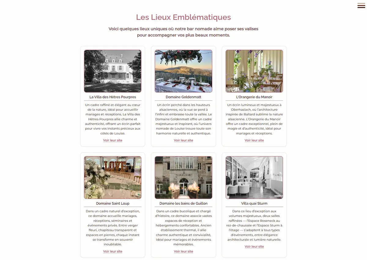 Page des lieux emblématiques Louise Nomad Bar