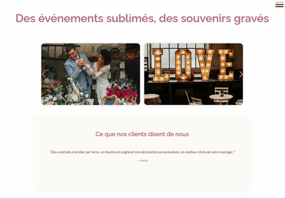 Page d'accueil du site Louise Nomad Bar témoignages