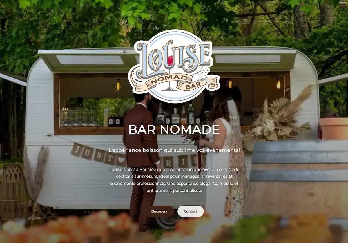 Page d'accueil du site Louise Nomad Bar